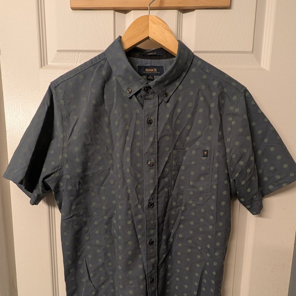 Roark Scholar Stretch Organic Short Sleeve Button Up Shirt - Tundra Medium